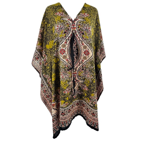 Womens bohemian coverup moo moo multicolored v-neck tropical Resortwear cruise - Picture 1 of 10